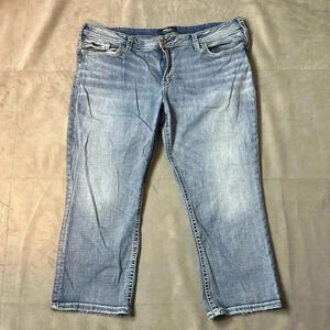 Silver Jeans Womens Size 22 Suki Capri Blue Denim
